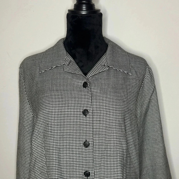 Adolfo Studio Vintage houndstooth cropped button down jacket - Picture 2 of 16